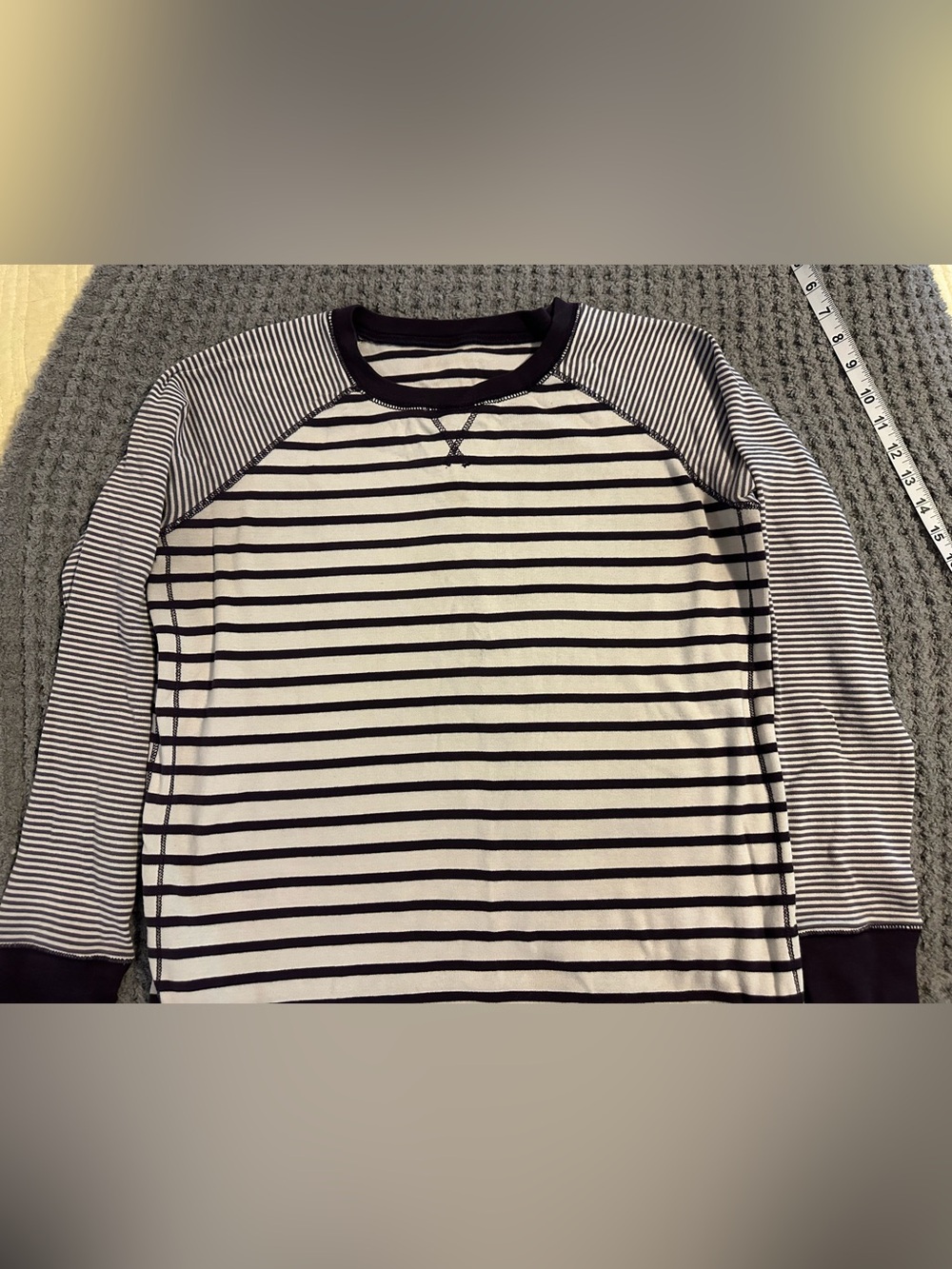 Eddie Bauer Striped Raglan Long Sleeve Top - Purple & Cream